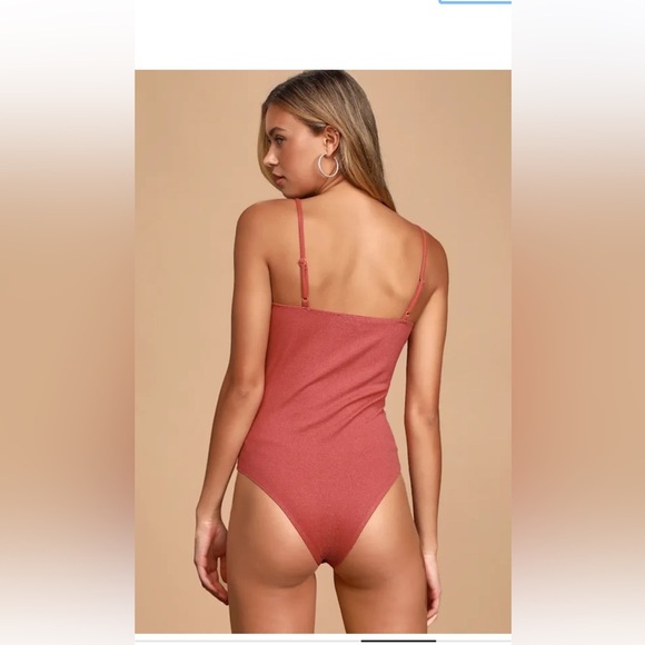 Lulu's Wow 'Em Rusty Rose Bustier Bodysuit - Picture 3 of 7